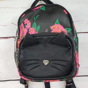 Betsey Johnson Mini Backpack Rose & Black Cat - EXCELLENT CONDITION